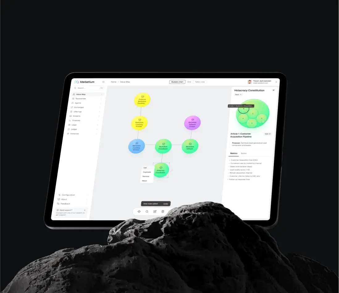 Marketlum app on a tablet
